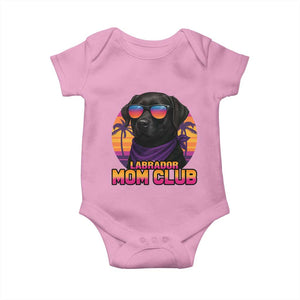 Funny Black Labrador Baby Onesie Dog Mom Retro Sunset Gift TS12 Light Pink Print Your Wear