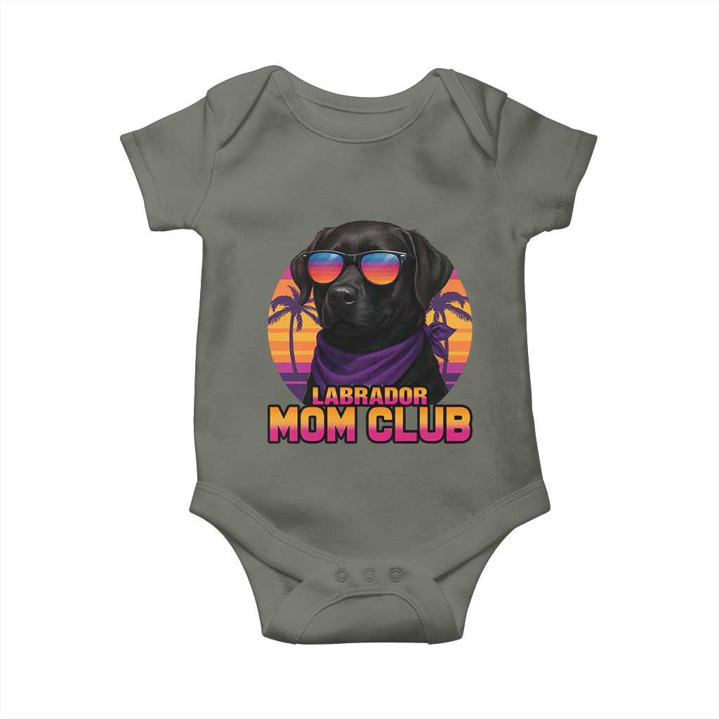Funny Black Labrador Baby Onesie Dog Mom Retro Sunset Gift TS12 Military Green Print Your Wear