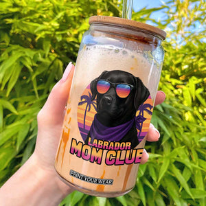 Funny Black Labrador Glass Can Dog Mom Retro Sunset Gift TS12 White Print Your Wear