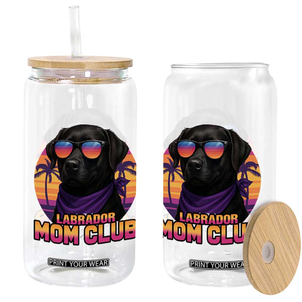 Funny Black Labrador Glass Can Dog Mom Retro Sunset Gift TS12 Print Your Wear