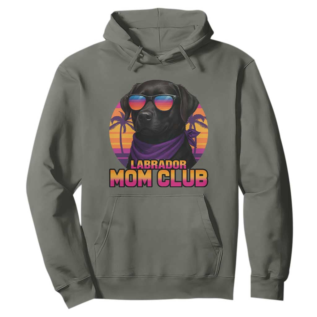 Funny Black Labrador Hoodie Dog Mom Retro Sunset Gift TS12 Military Green Print Your Wear