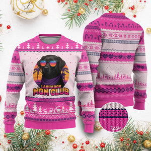 Funny Black Labrador Ugly Christmas Sweater Dog Mom Retro Sunset Gift - Print Your Wear