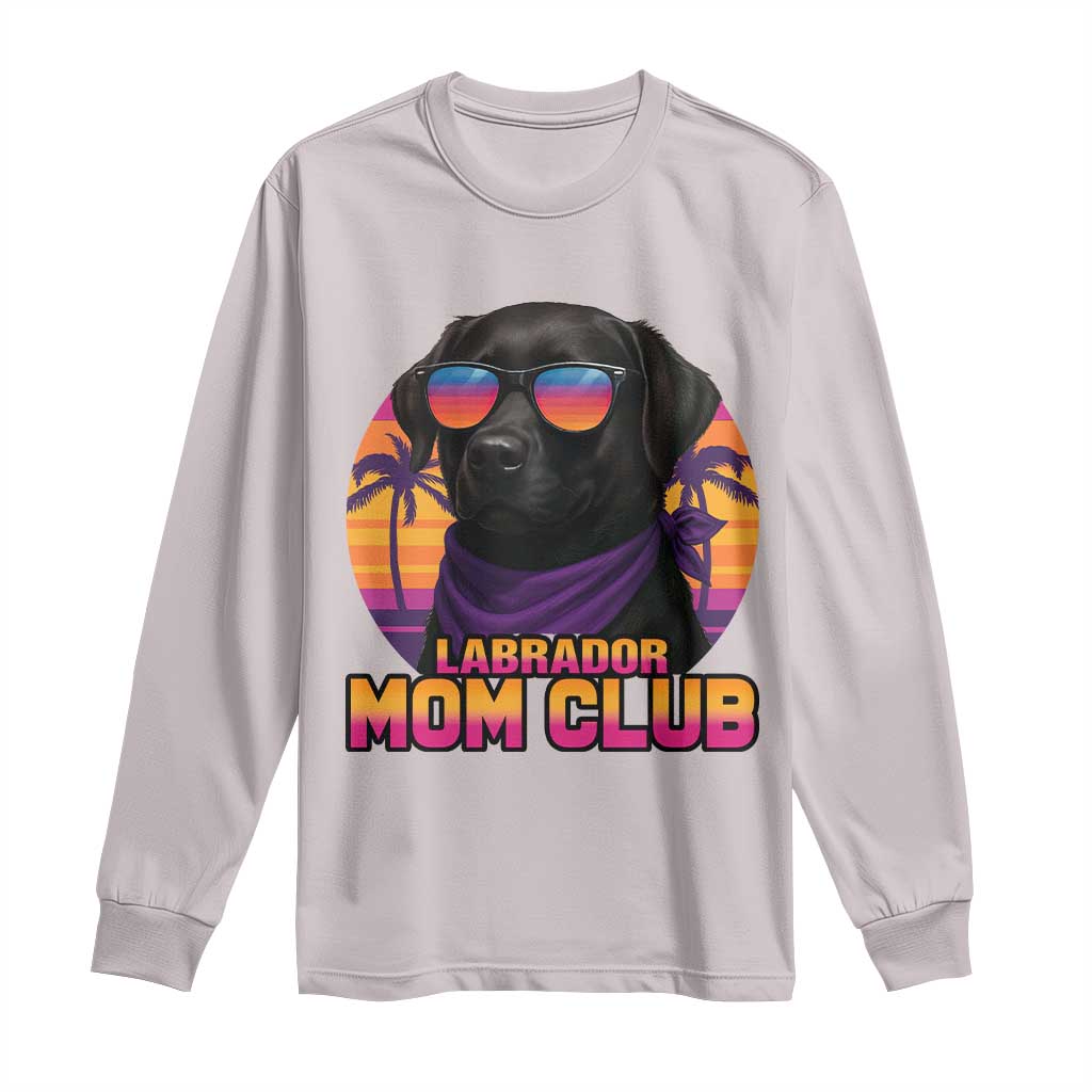 Funny Black Labrador Long Sleeve Shirt Dog Mom Retro Sunset Gift TS12 Ice Gray Print Your Wear