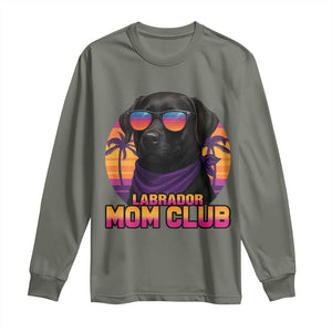 Funny Black Labrador Long Sleeve Shirt Dog Mom Retro Sunset Gift TS12 Military Green Print Your Wear