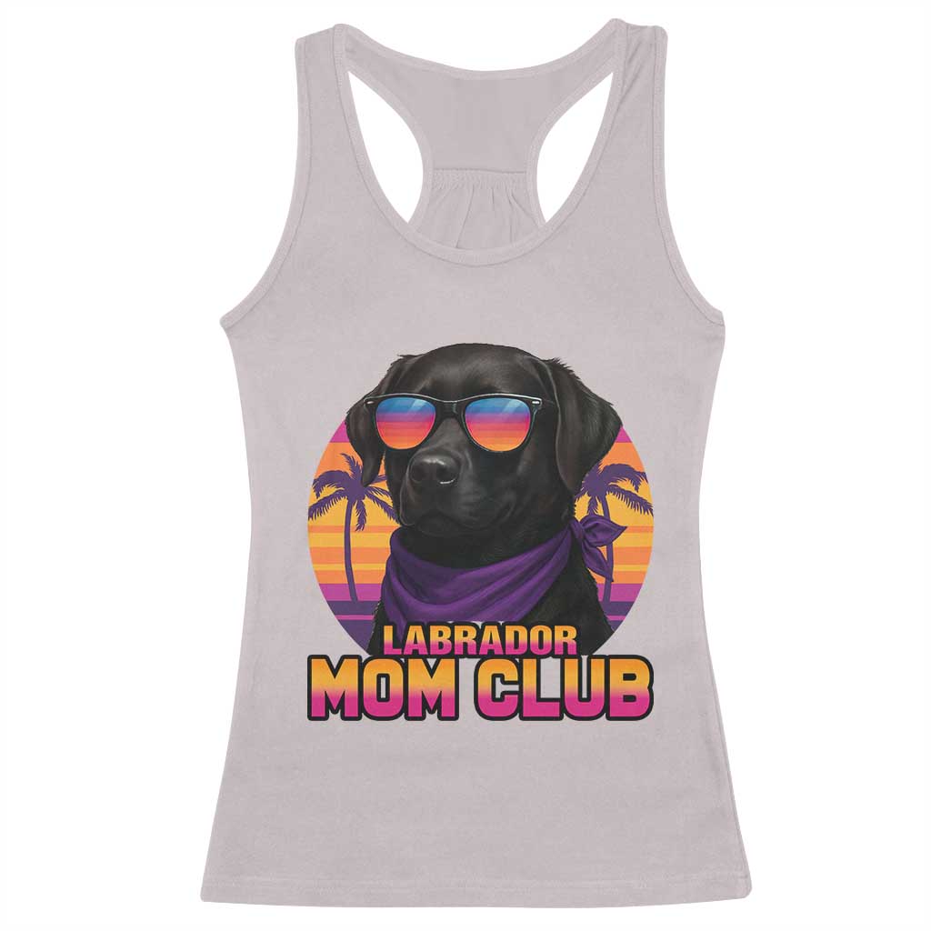 Funny Black Labrador Racerback Tank Top Dog Mom Retro Sunset Gift TS12 Ice Gray Print Your Wear