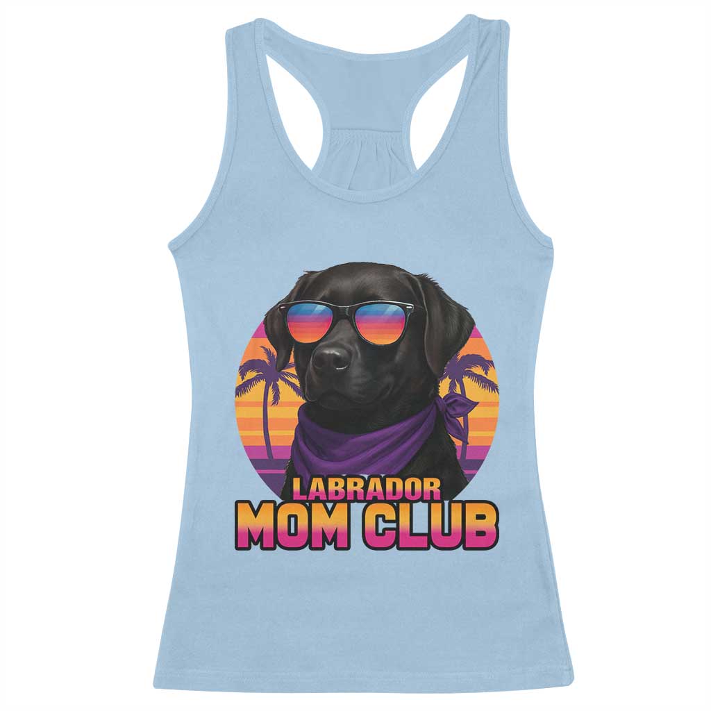 Funny Black Labrador Racerback Tank Top Dog Mom Retro Sunset Gift TS12 Light Blue Print Your Wear