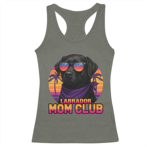 Funny Black Labrador Racerback Tank Top Dog Mom Retro Sunset Gift TS12 Military Green Print Your Wear