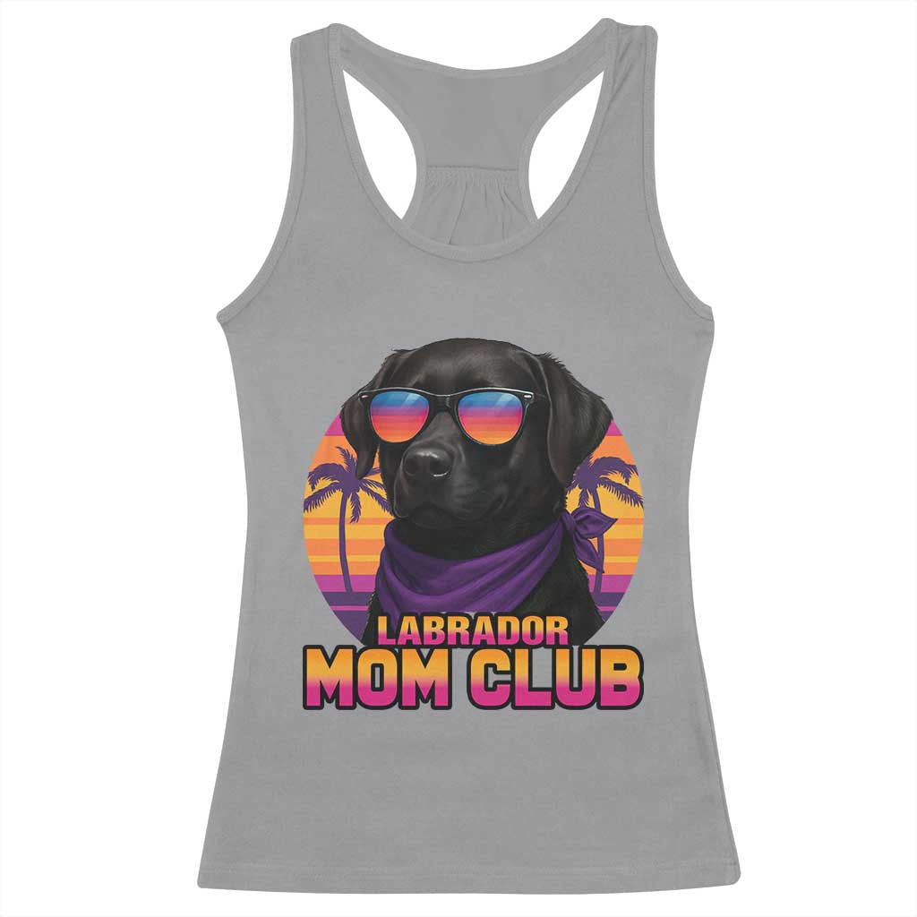 Funny Black Labrador Racerback Tank Top Dog Mom Retro Sunset Gift TS12 Sport Gray Print Your Wear