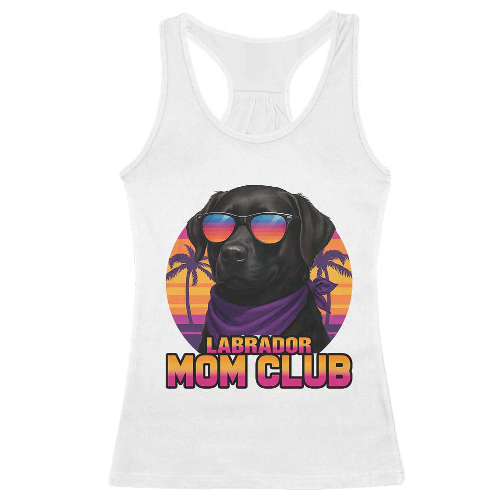 Funny Black Labrador Racerback Tank Top Dog Mom Retro Sunset Gift TS12 White Print Your Wear