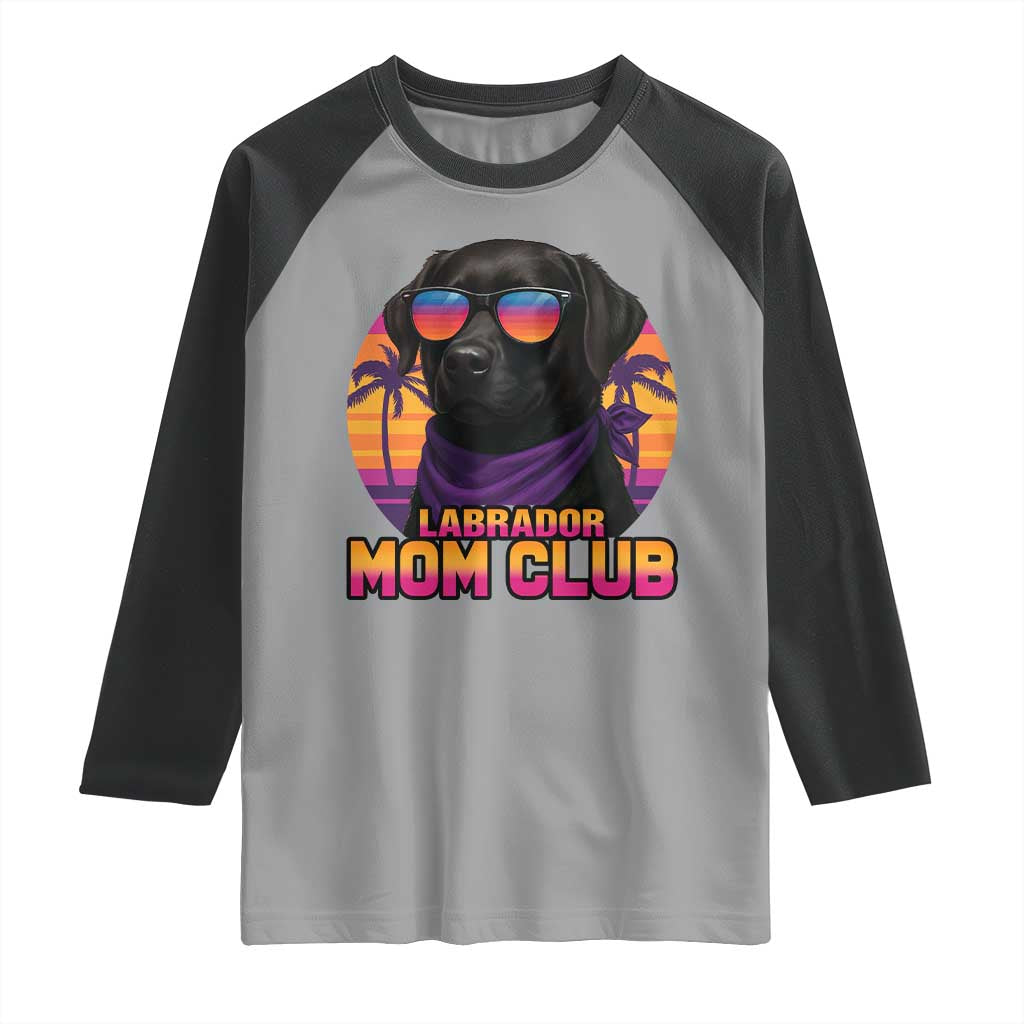 Funny Black Labrador Raglan Shirt Dog Mom Retro Sunset Gift TS12 Sport Gray Black Print Your Wear