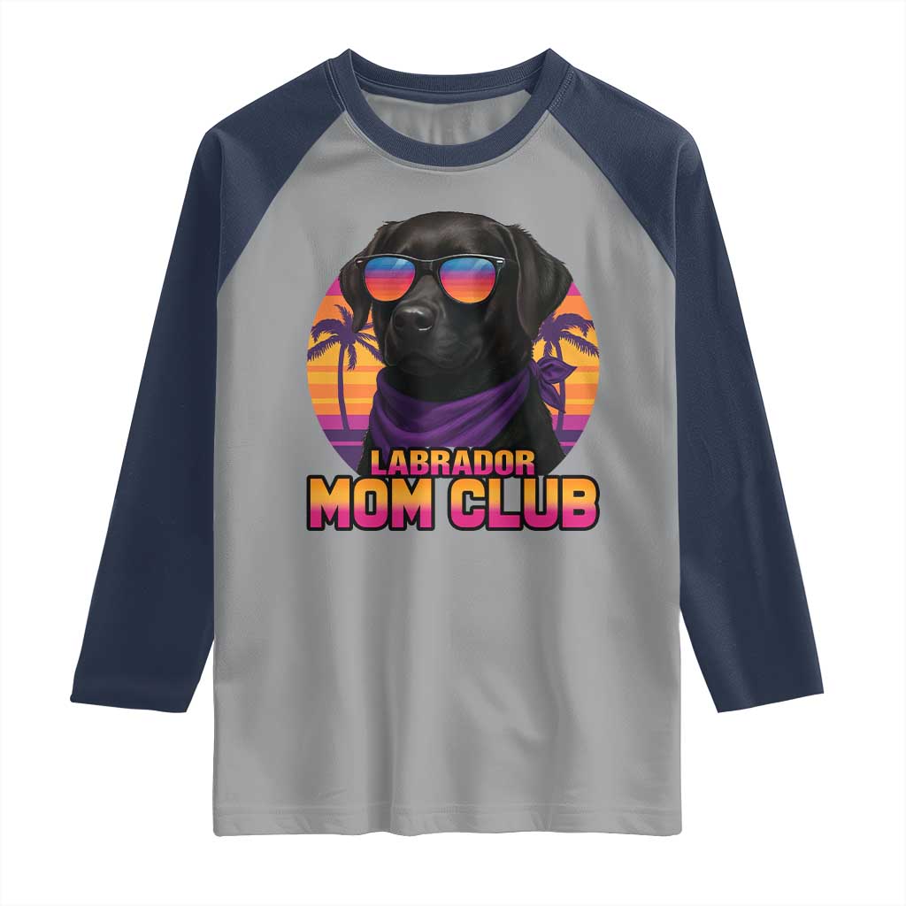 Funny Black Labrador Raglan Shirt Dog Mom Retro Sunset Gift TS12 Sport Gray Navy Print Your Wear