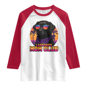Funny Black Labrador Raglan Shirt Dog Mom Retro Sunset Gift TS12 White Red Print Your Wear