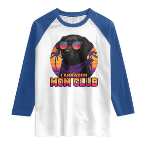 Funny Black Labrador Raglan Shirt Dog Mom Retro Sunset Gift TS12 White Royal Print Your Wear