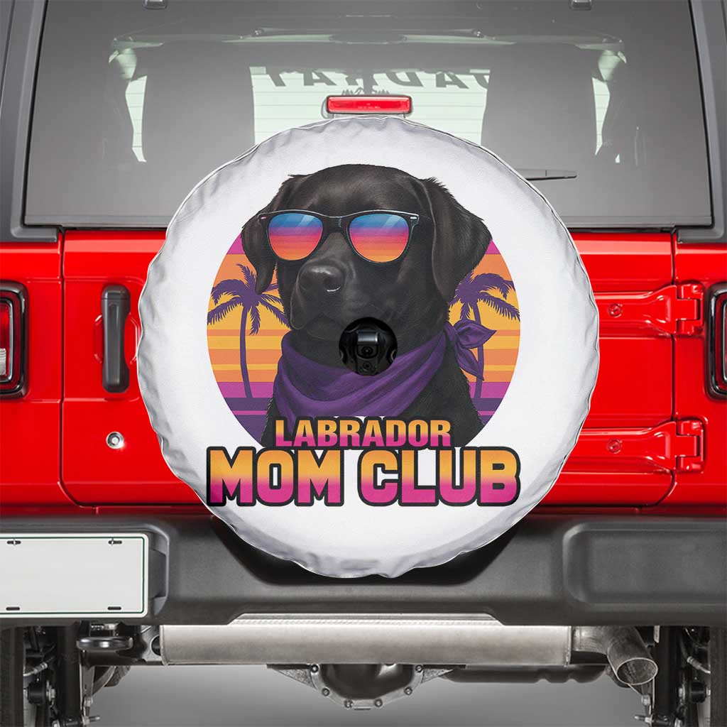 Funny Black Labrador Spare Tire Cover Dog Mom Retro Sunset Gift TS12 White Print Your Wear