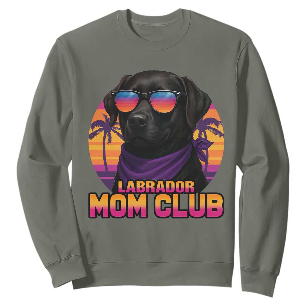 Funny Black Labrador Sweatshirt Dog Mom Retro Sunset Gift TS12 Military Green Print Your Wear