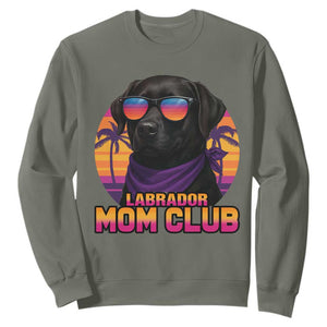 Funny Black Labrador Sweatshirt Dog Mom Retro Sunset Gift TS12 Military Green Print Your Wear