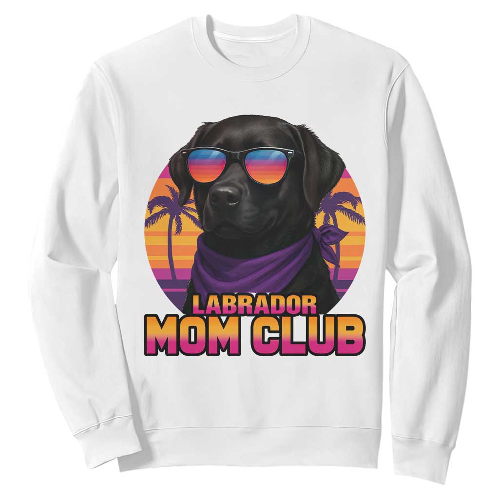 Funny Black Labrador Sweatshirt Dog Mom Retro Sunset Gift TS12 White Print Your Wear