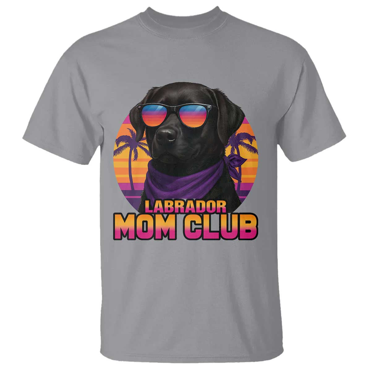 Funny Black Labrador T Shirt Dog Mom Retro Sunset Gift TS12 Sport Gray Print Your Wear