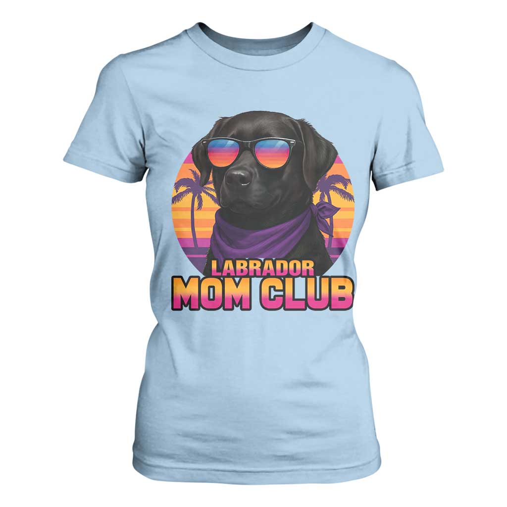 Funny Black Labrador T Shirt For Women Dog Mom Retro Sunset Gift TS12 Light Blue Print Your Wear