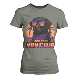 Funny Black Labrador T Shirt For Women Dog Mom Retro Sunset Gift TS12 Military Green Print Your Wear