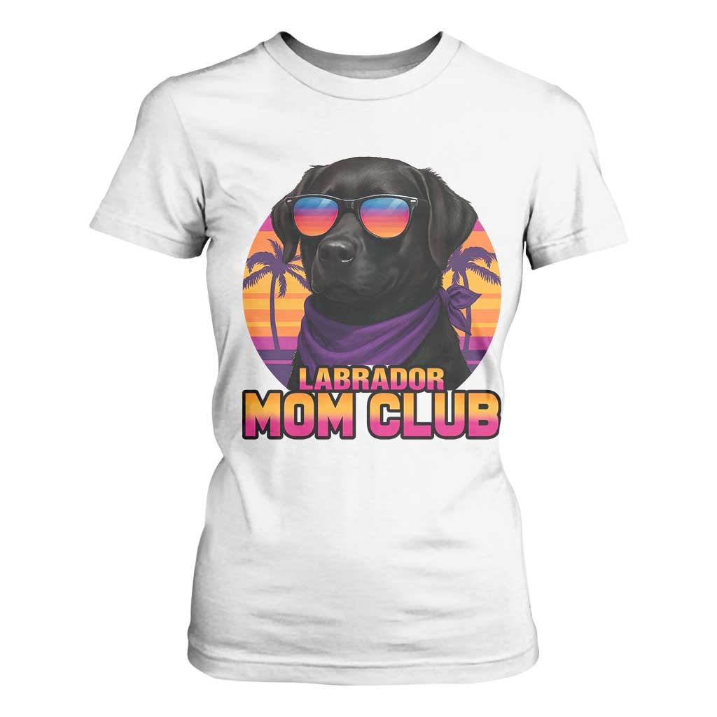 Funny Black Labrador T Shirt For Women Dog Mom Retro Sunset Gift TS12 White Print Your Wear