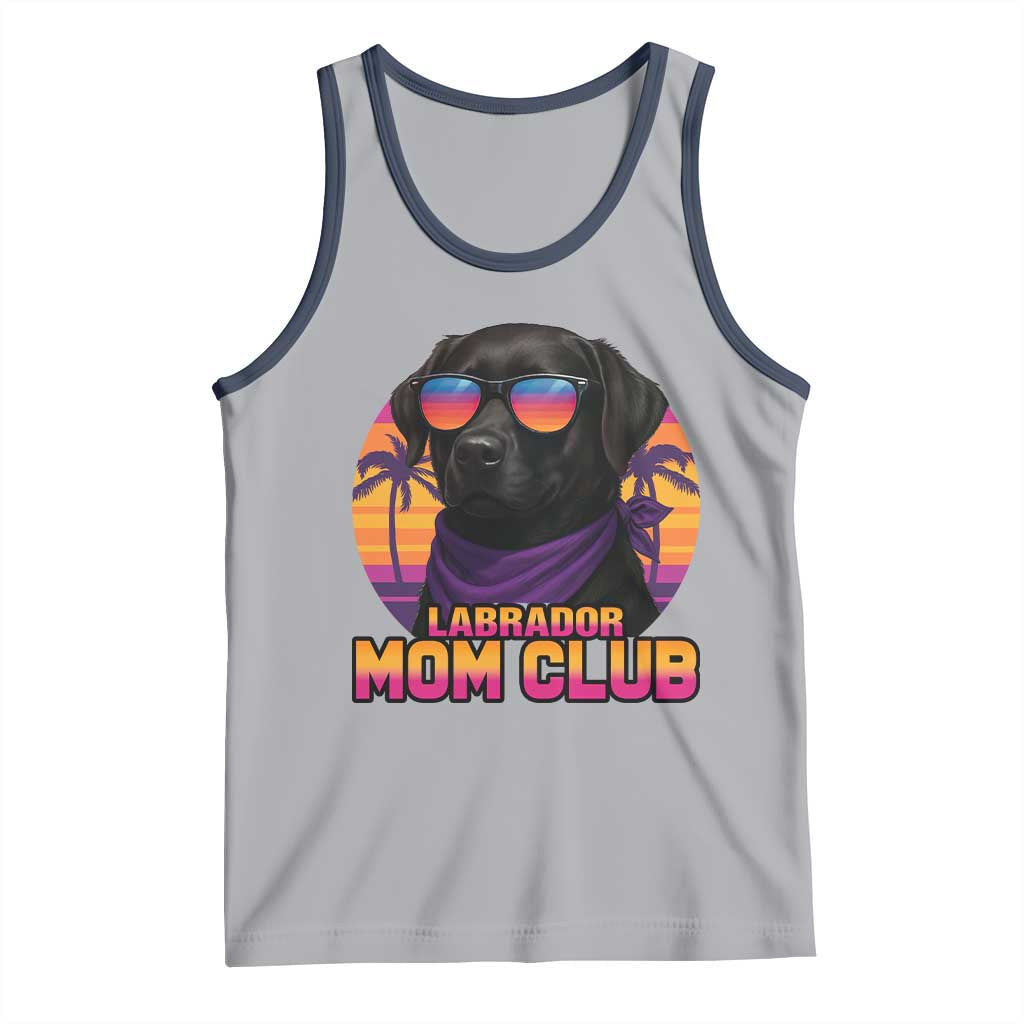 Funny Black Labrador Tank Top Dog Mom Retro Sunset Gift TS12 Athletic Heather Navy Print Your Wear