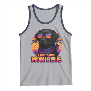 Funny Black Labrador Tank Top Dog Mom Retro Sunset Gift TS12 Athletic Heather Navy Print Your Wear