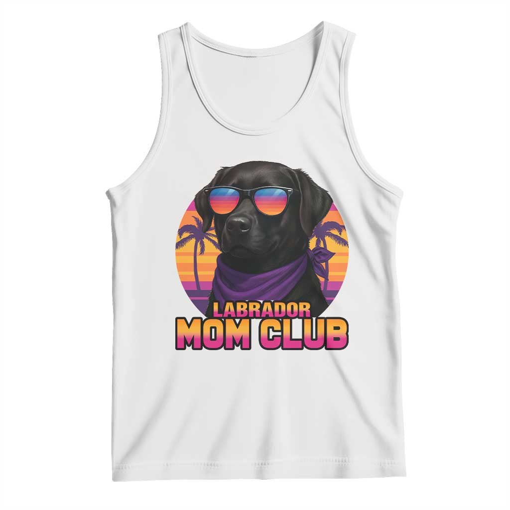 Funny Black Labrador Tank Top Dog Mom Retro Sunset Gift TS12 White Print Your Wear