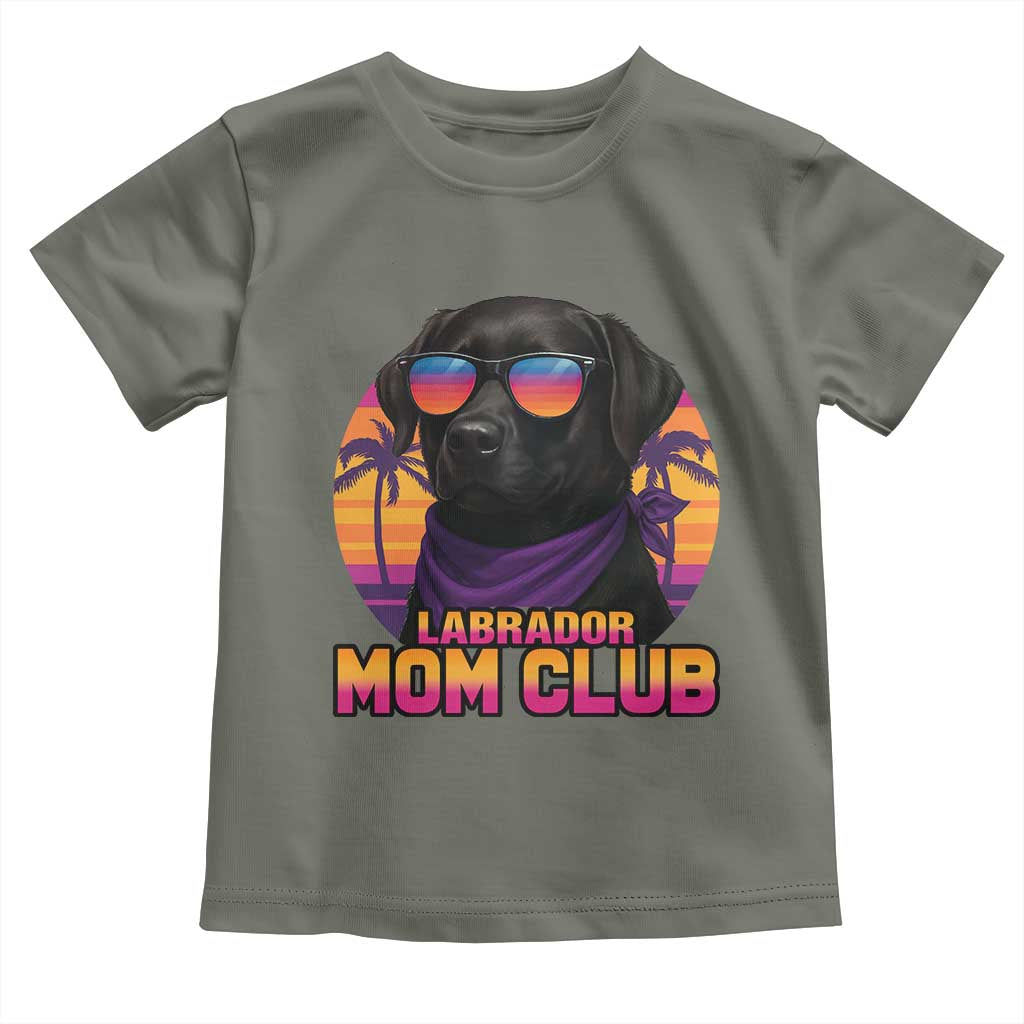 Funny Black Labrador Toddler T Shirt Dog Mom Retro Sunset Gift TS12 Military Green Print Your Wear