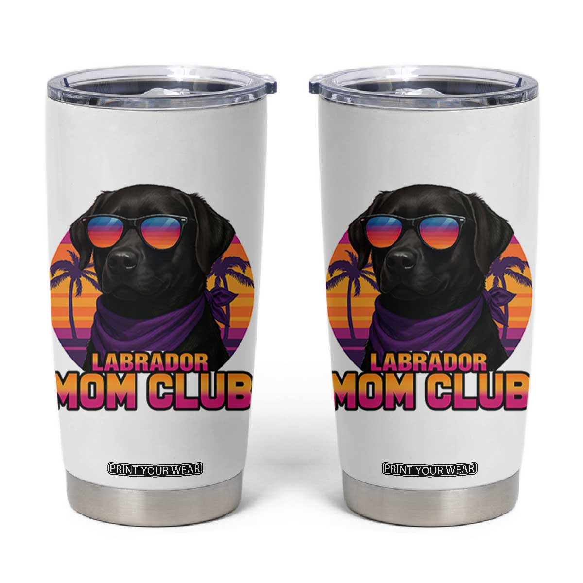 Funny Black Labrador Tumbler Cup Dog Mom Retro Sunset Gift TS12 White Print Your Wear