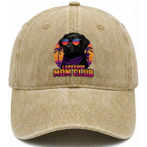 Funny Black Labrador Washed Cotton Baseball Cap Dog Mom Retro Sunset Gift TS12 Print Your Wear