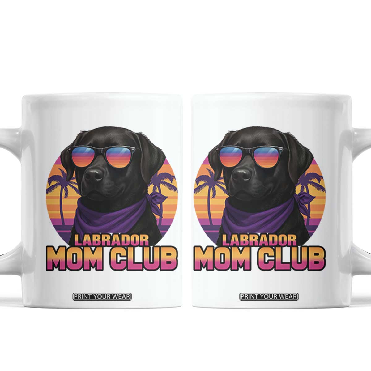 Funny Black Labrador Coffee Mug Dog Mom Retro Sunset Gift TS12 White Print Your Wear