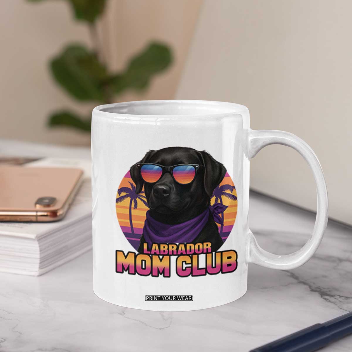 Funny Black Labrador Coffee Mug Dog Mom Retro Sunset Gift TS12 Print Your Wear