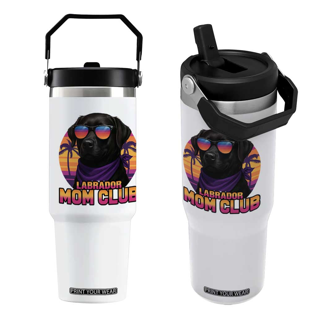 Funny Black Labrador Flip Straw Tumbler Dog Mom Retro Sunset Gift TS12 One Size: 30 oz White Print Your Wear