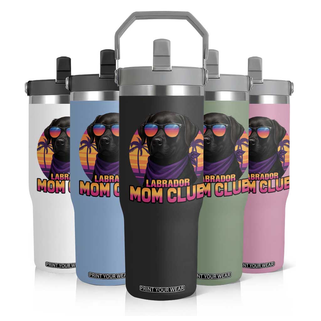 Funny Black Labrador Flip Straw Tumbler Dog Mom Retro Sunset Gift TS12 Print Your Wear