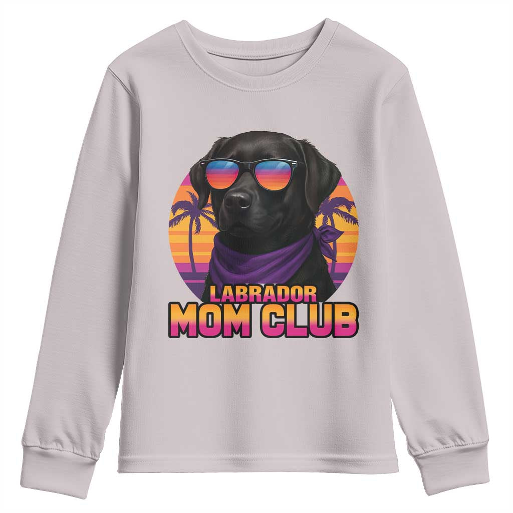 Funny Black Labrador Youth Sweatshirt Dog Mom Retro Sunset Gift TS12 Ice Gray Print Your Wear