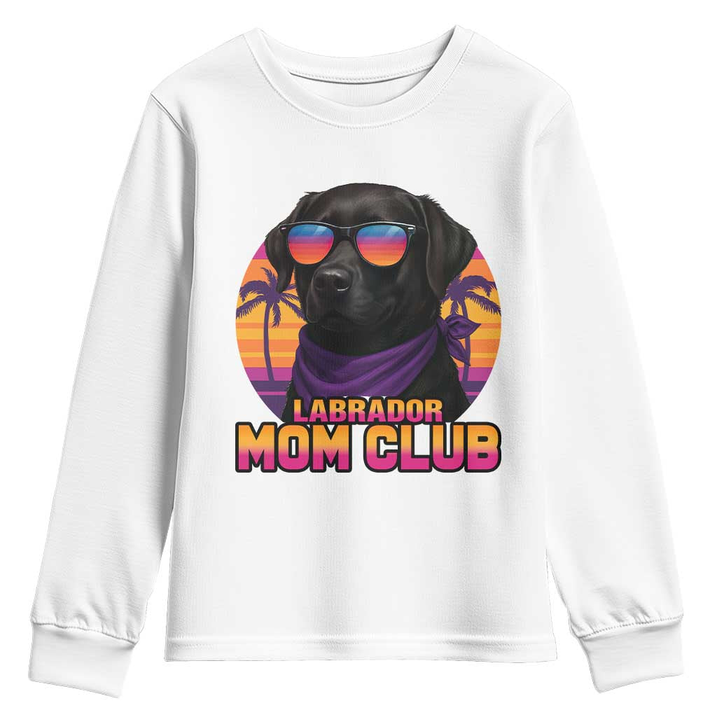 Funny Black Labrador Youth Sweatshirt Dog Mom Retro Sunset Gift TS12 White Print Your Wear