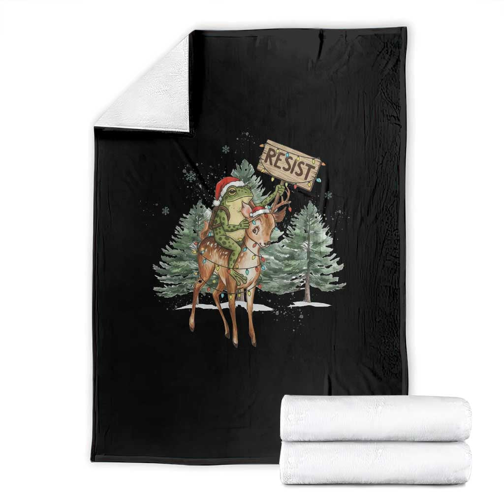 Resist Portland Frog Protest Christmas Throw Blanket Funny Holiday Meme Gift Idea TS12 Black Print Your Wear