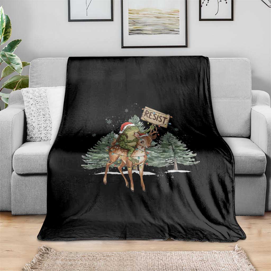 Resist Portland Frog Protest Christmas Throw Blanket Funny Holiday Meme Gift Idea TS12 Print Your Wear