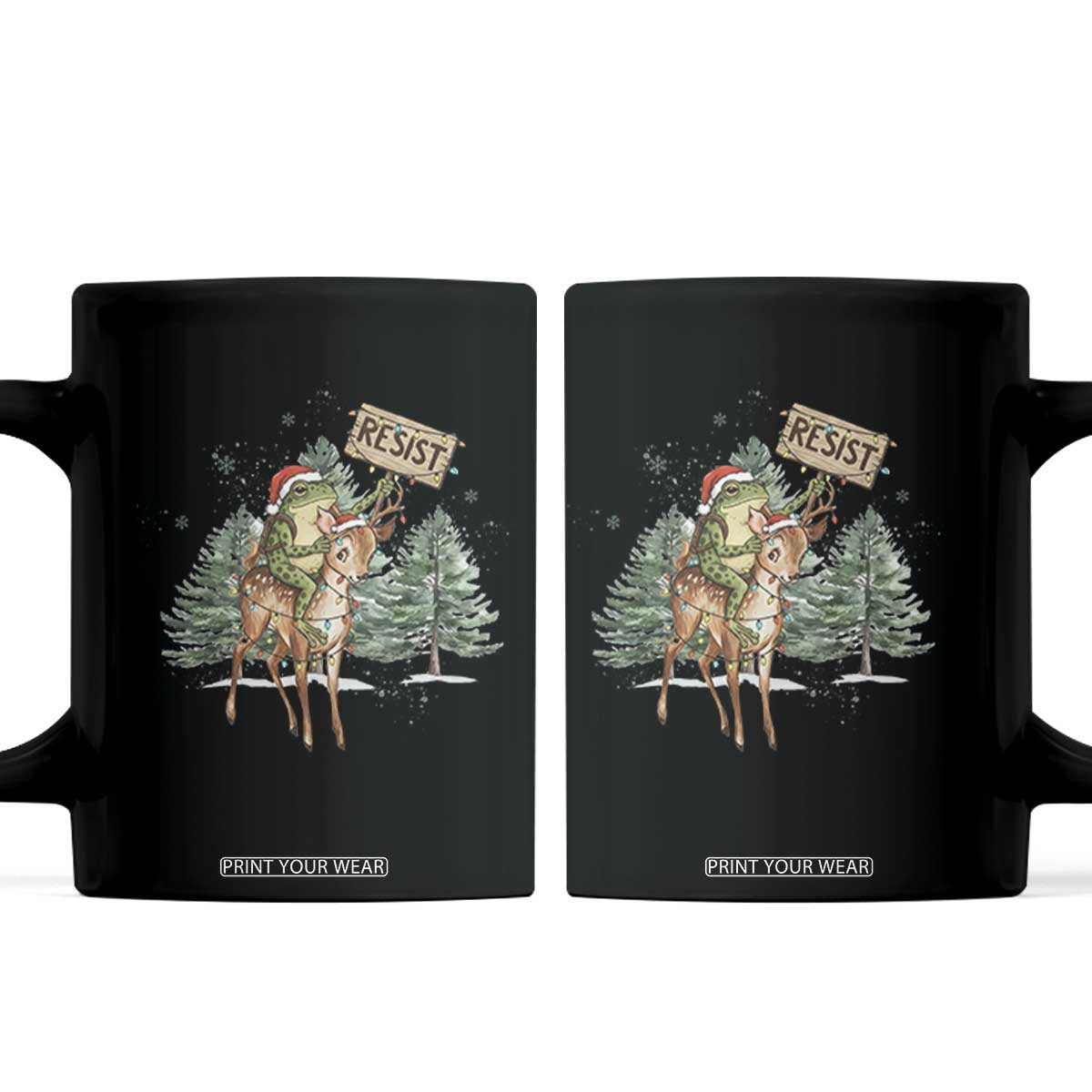 Resist Portland Frog Protest Christmas Coffee Mug Funny Holiday Meme Gift Idea TS12 Black Print Your Wear