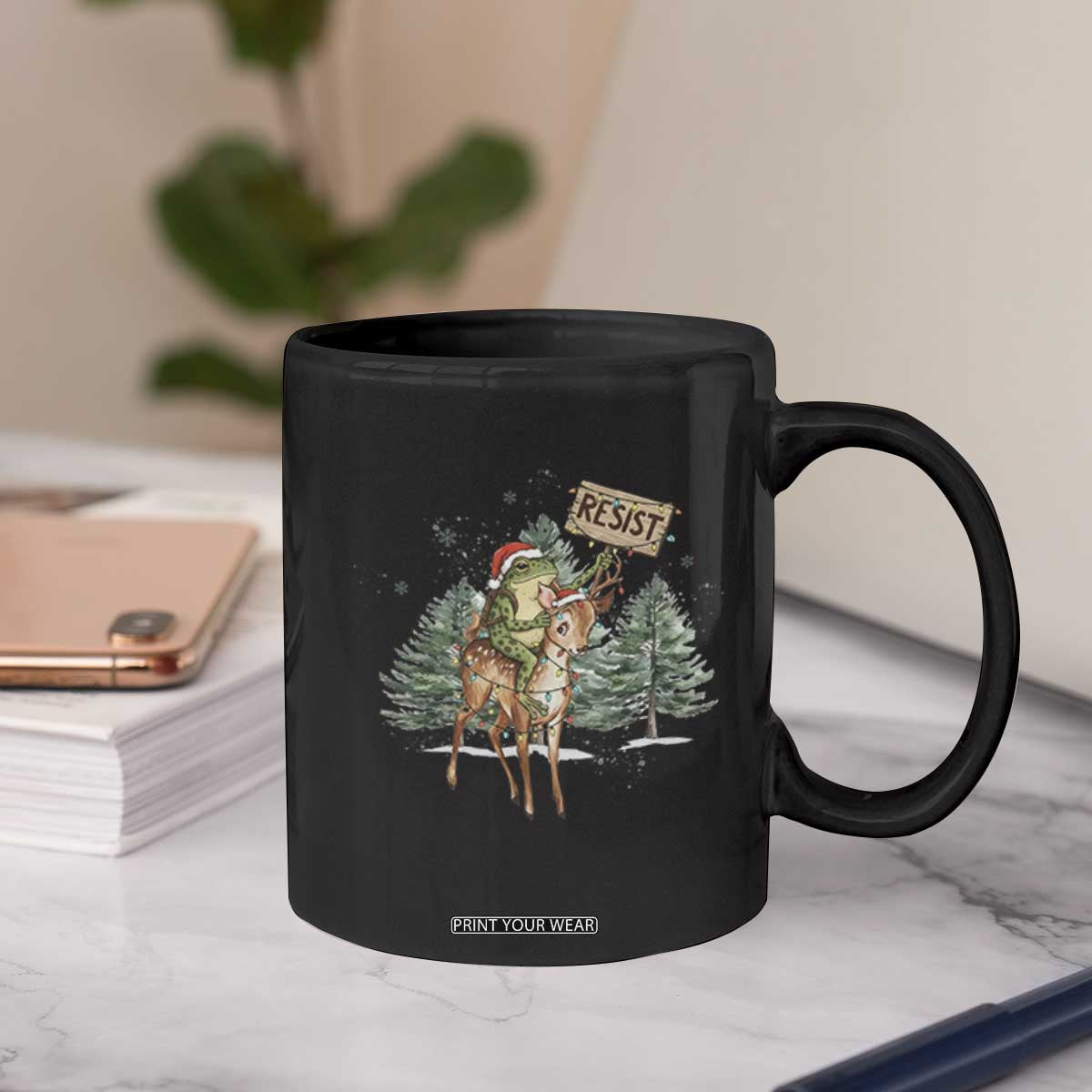 Resist Portland Frog Protest Christmas Coffee Mug Funny Holiday Meme Gift Idea TS12 Print Your Wear