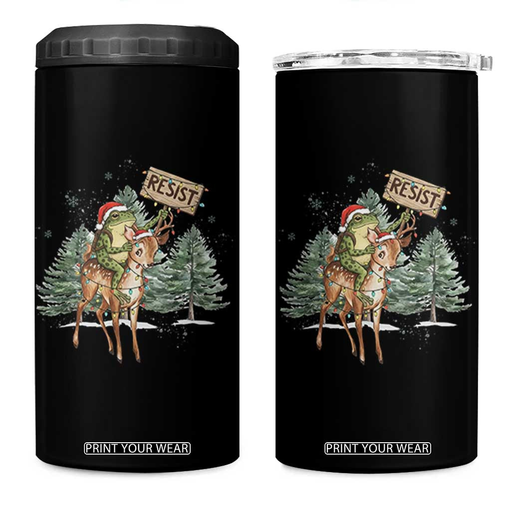 Resist Portland Frog Protest Christmas 4 in 1 Can Cooler Tumbler Funny Holiday Meme Gift Idea - Print Your Wear