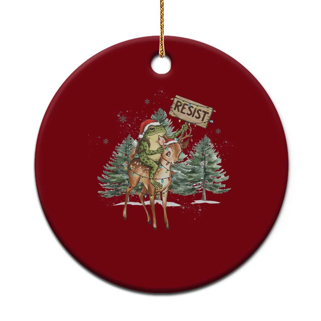 Resist Portland Frog Protest Xmas Ceramic Ornament Funny Holiday Meme Gift Idea - Print Your Wear
