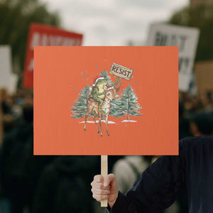 Resist Portland Frog Protest Christmas Protest Sign Funny Holiday Meme Gift Idea TS12 Horizontal 18" × 24" Orange Print Your Wear