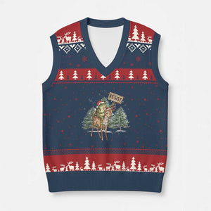 Resist Portland Frog Protest Xmas V-Neck Knit Sweater Vest Funny Holiday Meme Gift Idea - Print Your Wear