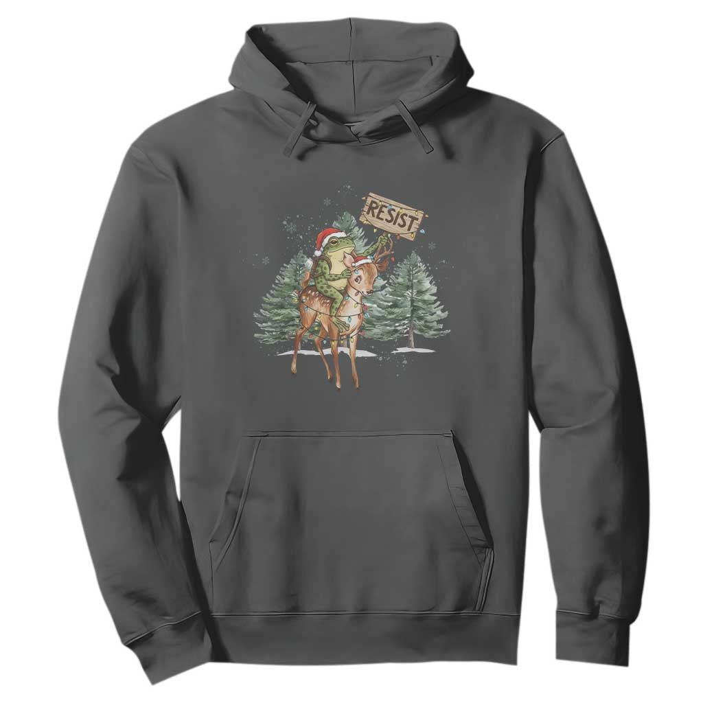 Resist Portland Frog Protest Christmas Hoodie Funny Holiday Meme Gift Idea TS12 Dark Heather Print Your Wear