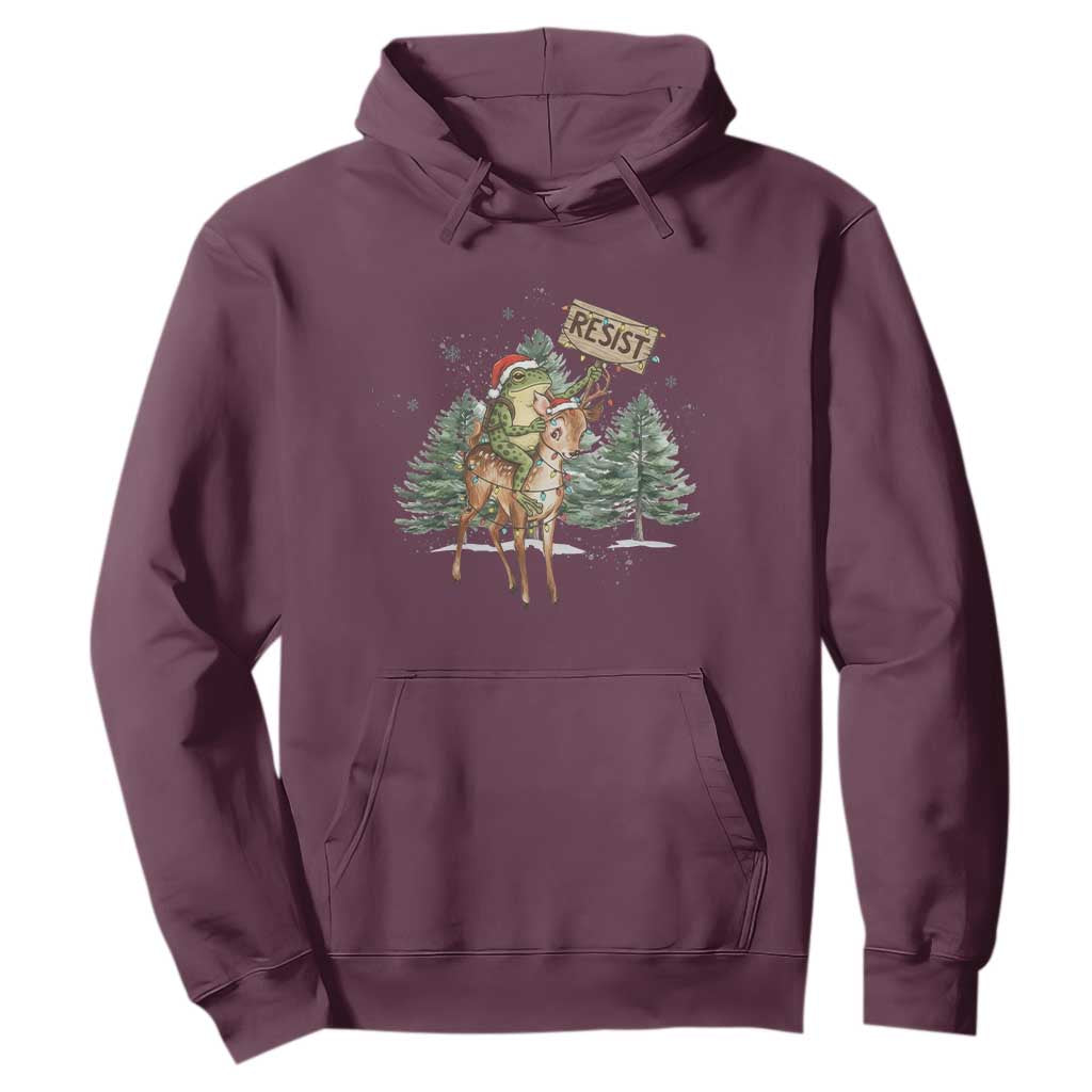 Resist Portland Frog Protest Christmas Hoodie Funny Holiday Meme Gift Idea TS12 Maroon Print Your Wear