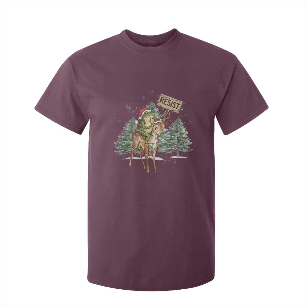 Resist Portland Frog Protest Christmas T Shirt For Kid Funny Holiday Meme Gift Idea TS12 Maroon Print Your Wear