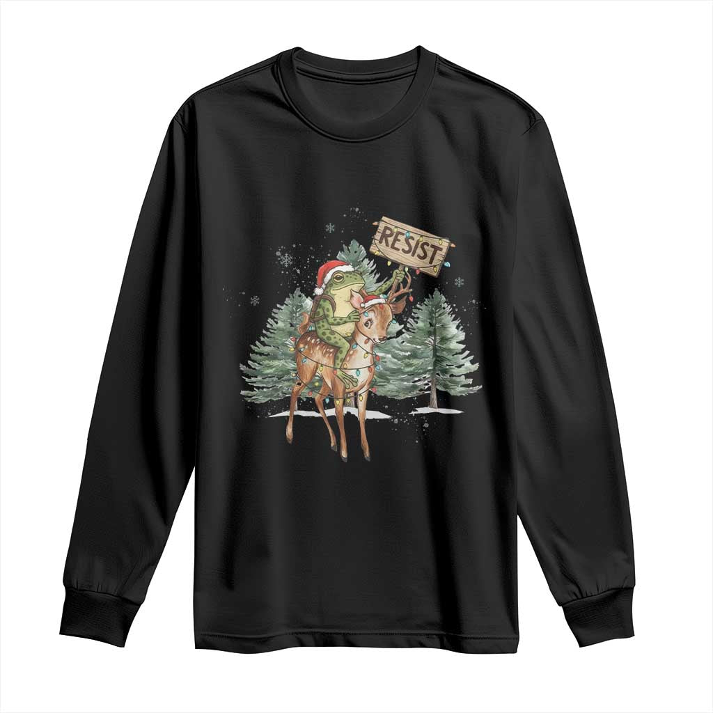 Resist Portland Frog Protest Christmas Long Sleeve Shirt Funny Holiday Meme Gift Idea - Print Your Wear
