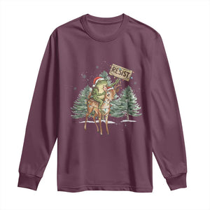 Resist Portland Frog Protest Christmas Long Sleeve Shirt Funny Holiday Meme Gift Idea TS12 Maroon Print Your Wear